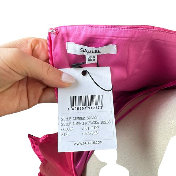 Sau Lee NWT Priyanka Hot Pink Satin Strapless Formal Maxi Gown Prom Dress - Picture 10 of 11